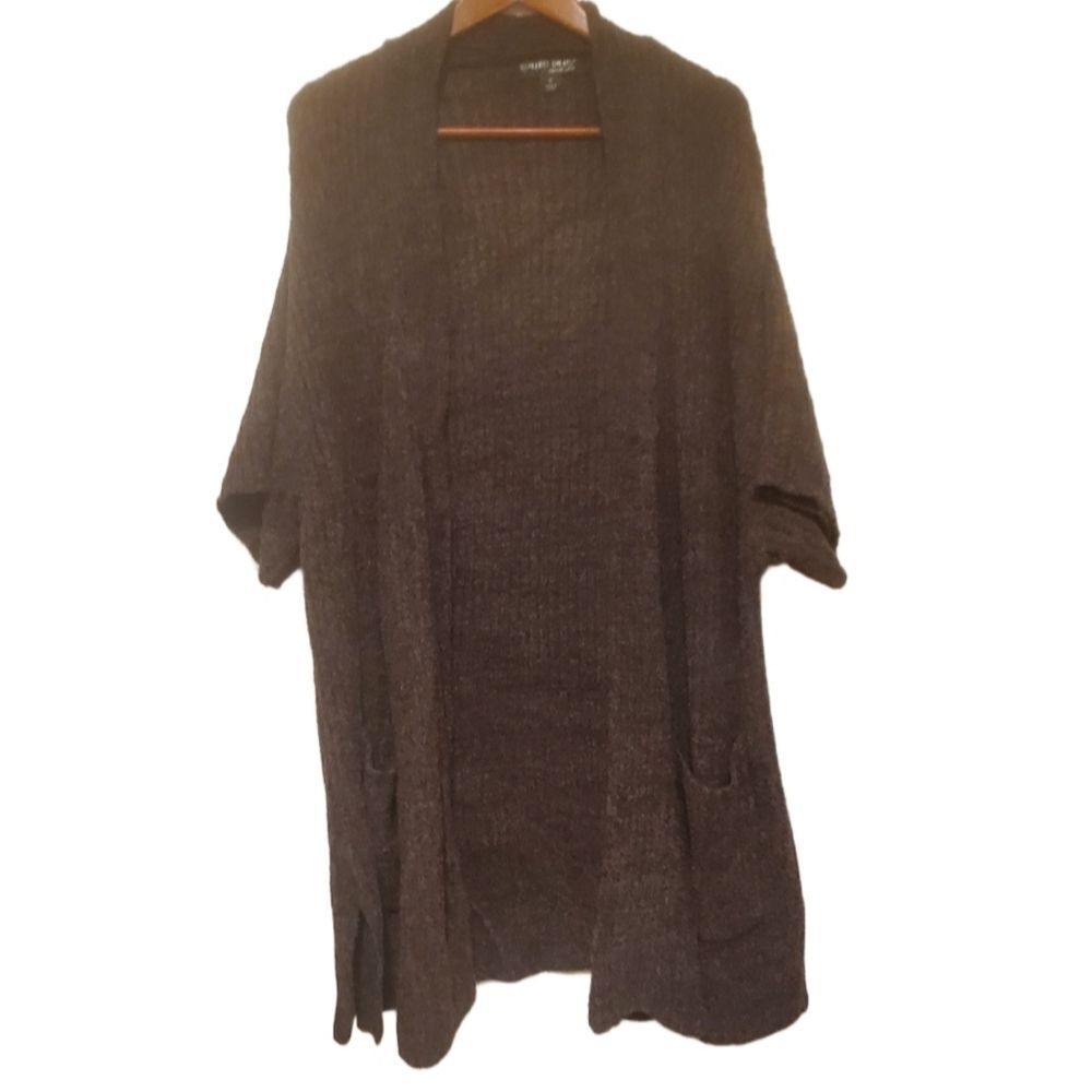 Barefoot Dreams CozyChic Lite Open Front Cardigan Size 1X Black Bronze